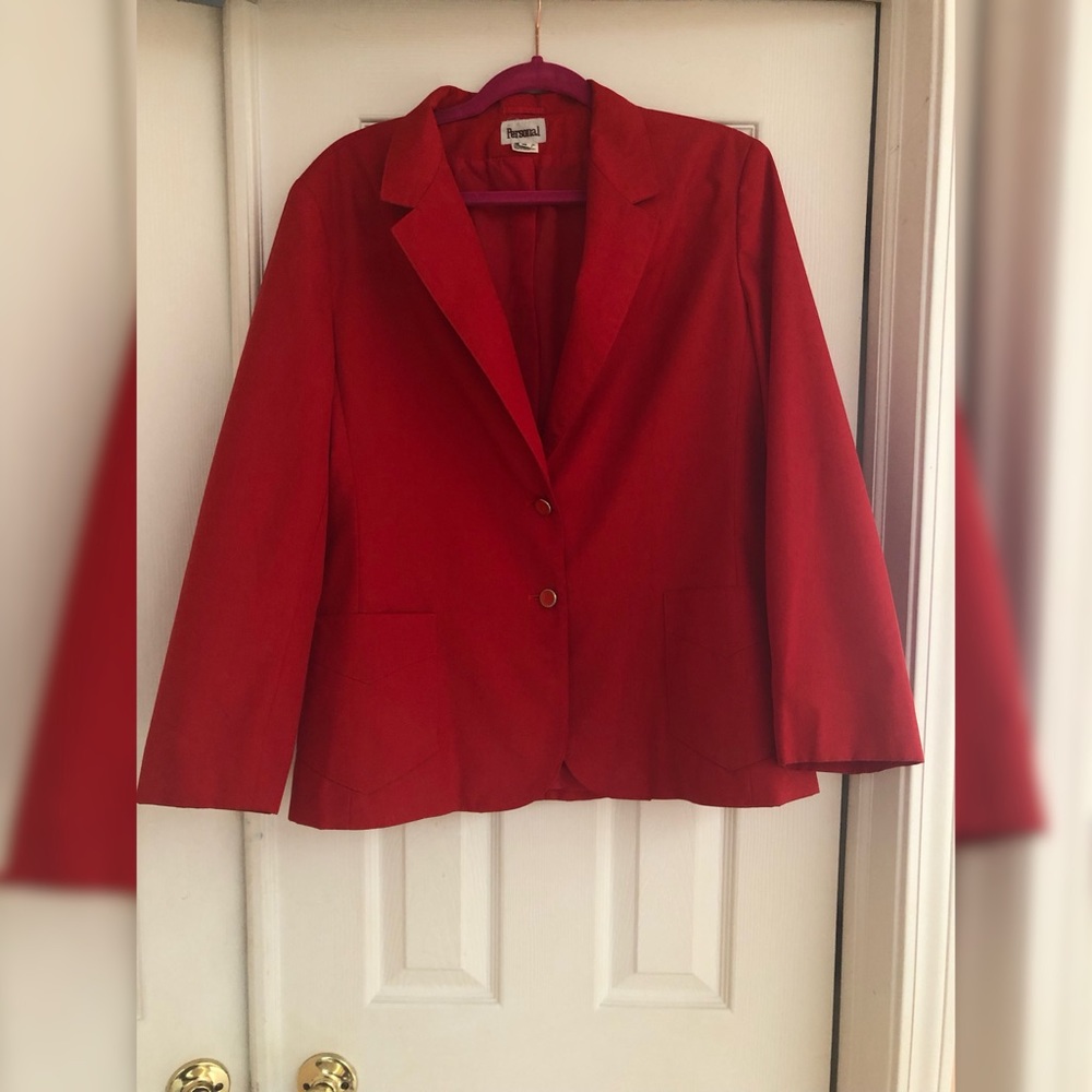 Vintage Red Blazer with Pockets